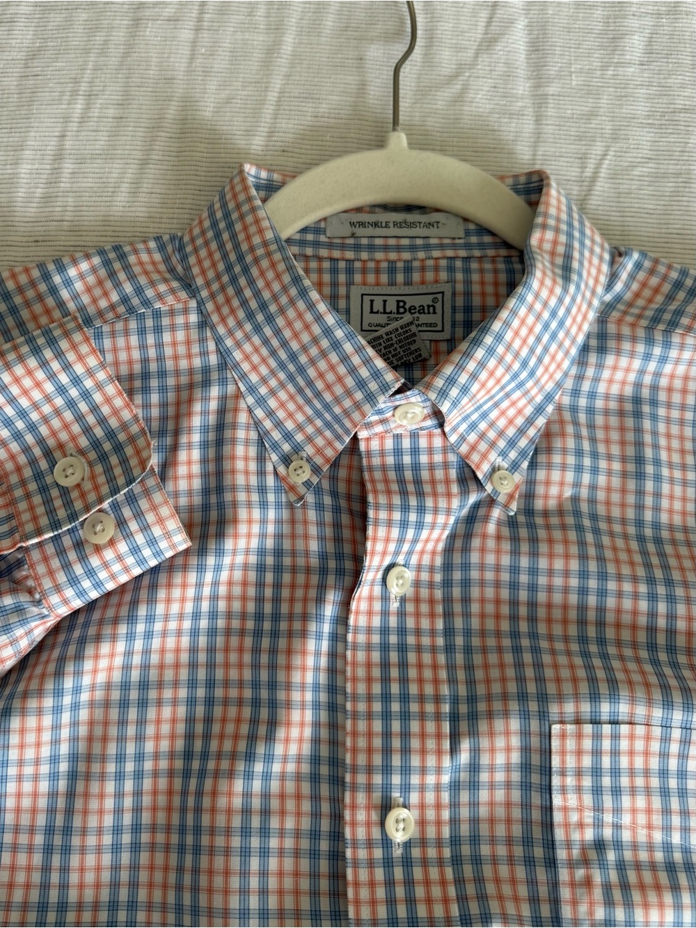 L.L. Bean Men’s Blue and Orange Plaid Button-Down Shirt